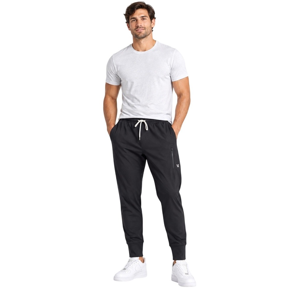 Vuori Sunday Performance Jogger Men's Size Est L Black 28" Inseam Zip Pocket